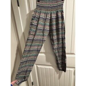 Lofbaz Hippie Pants Women’s Sz M Vintage 100%Viscose Multicolored Tapered Bottom
